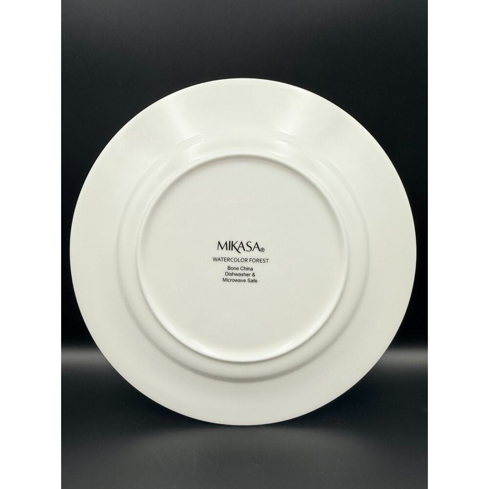 Mikasa Bone China Watercolor Forest Christmas Pine Tree 11" Dinner Plate Set 3 - Picture 3 of 4